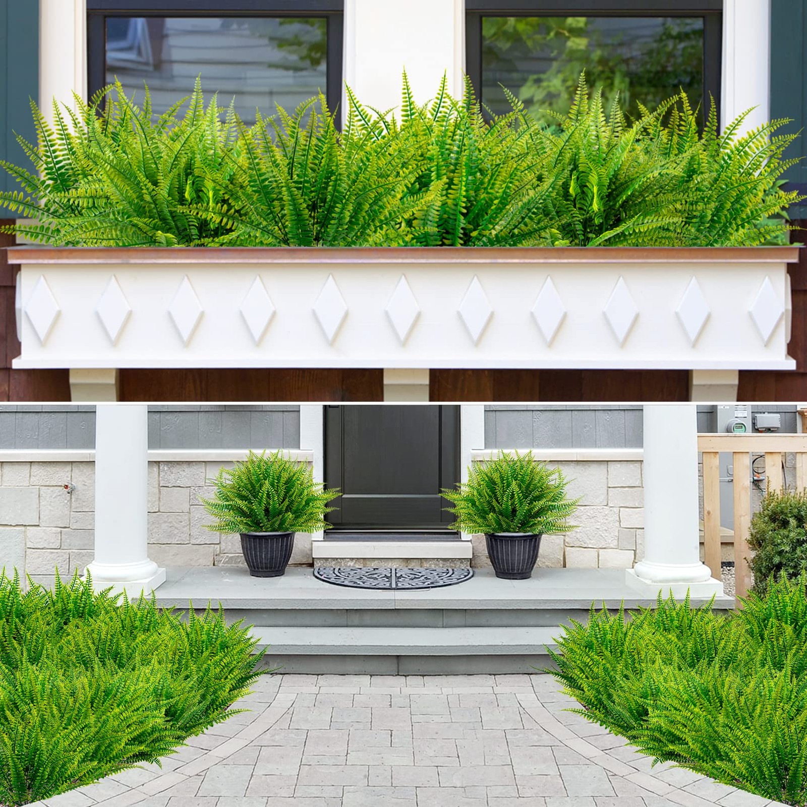 Decor 12 Bundles Artificial Boston Ferns Artificial Plants Outdoor Greenery Stem gallery