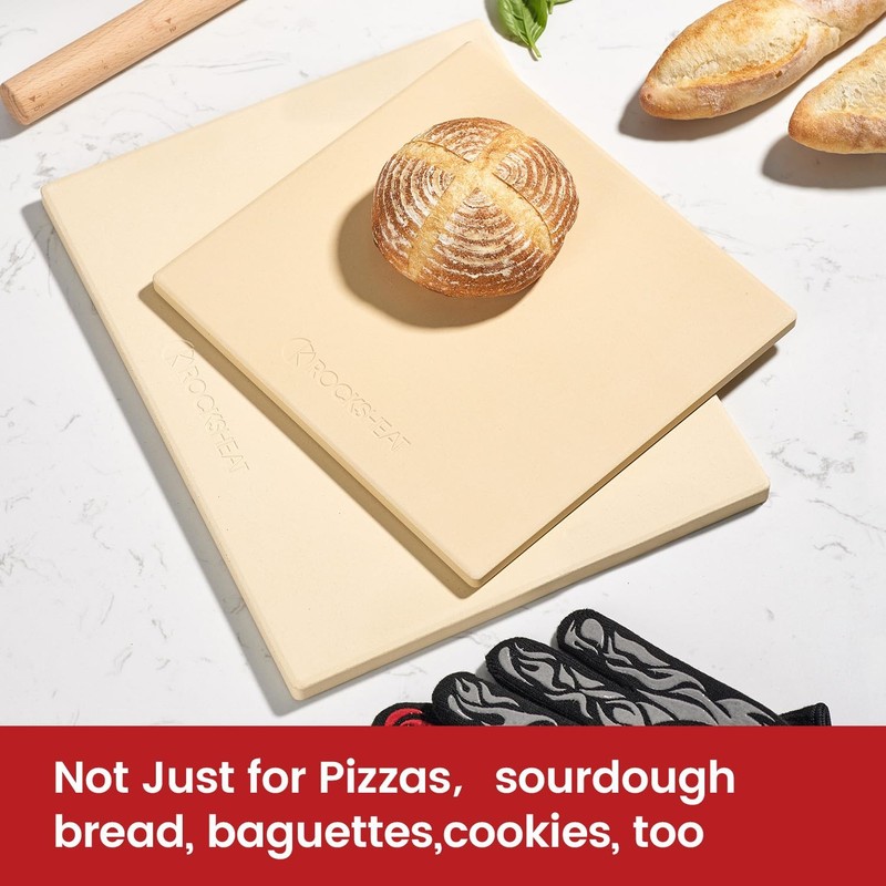 15x12x0.5 Inch Rectangular Cordierite Bread Baking Stone Pizza Pan For Oven gallery
