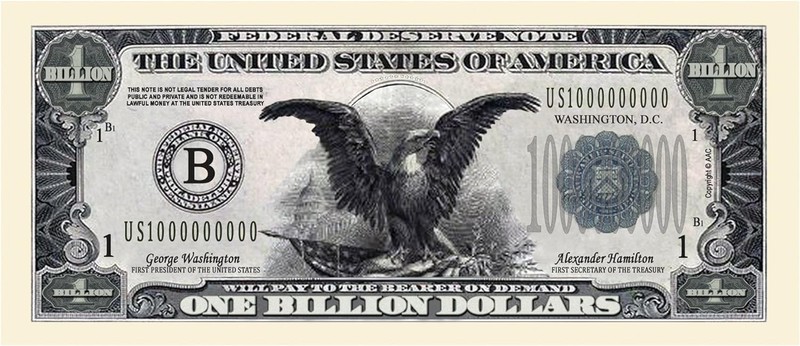 10 TOTAL - Classic Billion Dollar Eagle Party Novelty Fake Poker Money Bills gallery