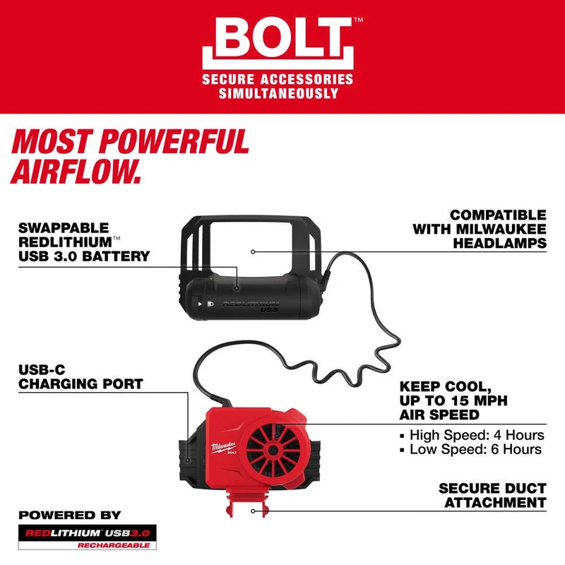 Milwaukee Bolt Redlithium Usb Cooling Fan gallery