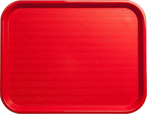 Shatter-Resistant Plastic Cafeteria Fast Food Tray, 14" x 18" - Red gallery