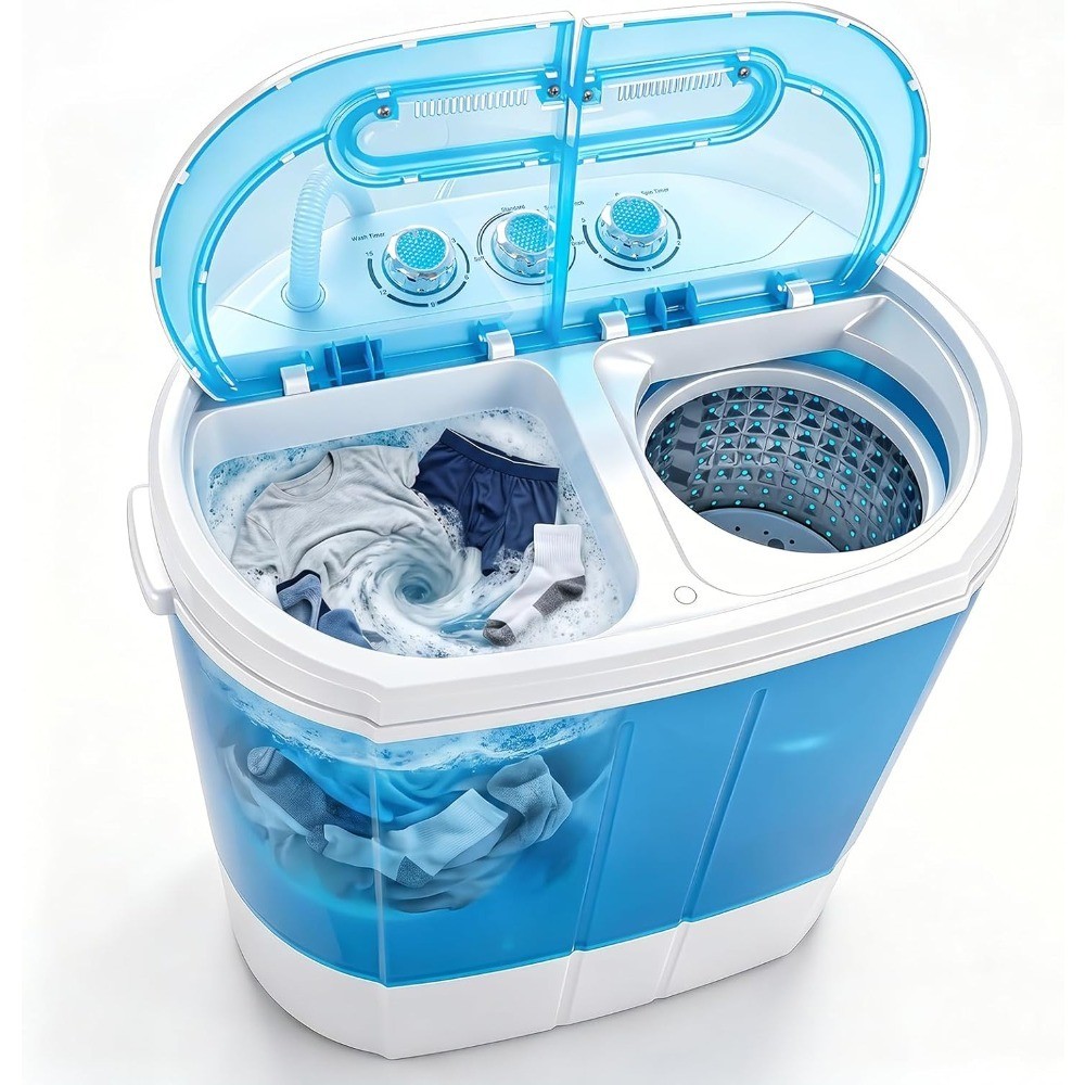 Portable Twin Tub Washing Machine 9.9 LB Compact Mini Washer and Spinner with gallery