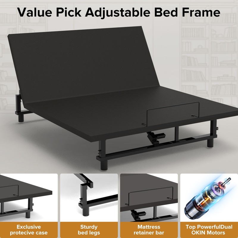 Queen Size Adjustable Bed Frame Bed Base with Head Foot Incline USB Ports Remote gallery