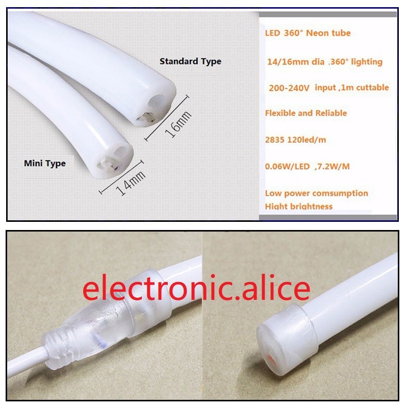 360 Degree Glow Flexible LED Neon Light 220V 120leds/m indoor outdoor Lighting gallery