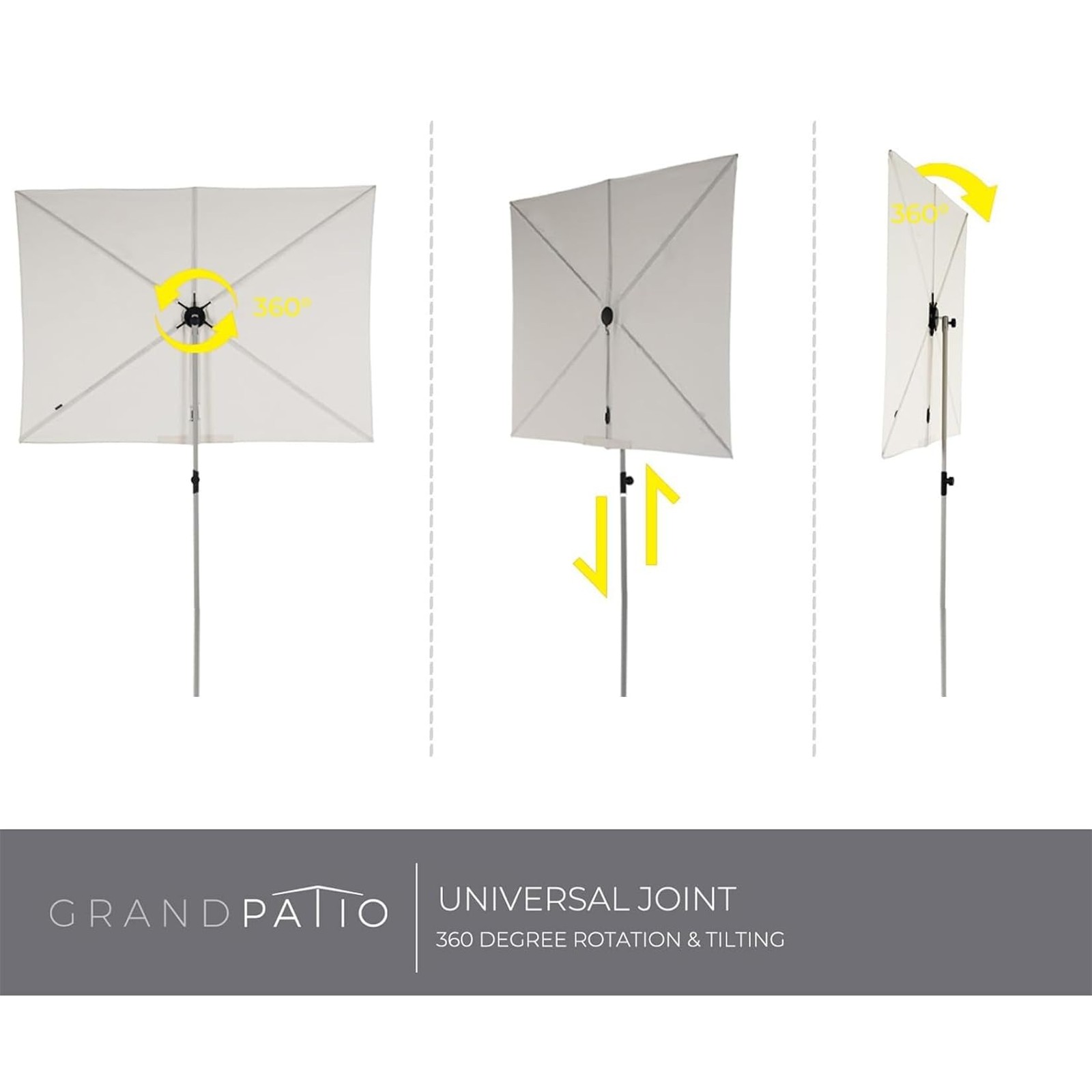 6x4 FT Rectangular Patio Umbrella, Beige, 360° Rotating Knob, Outdoor Shade gallery