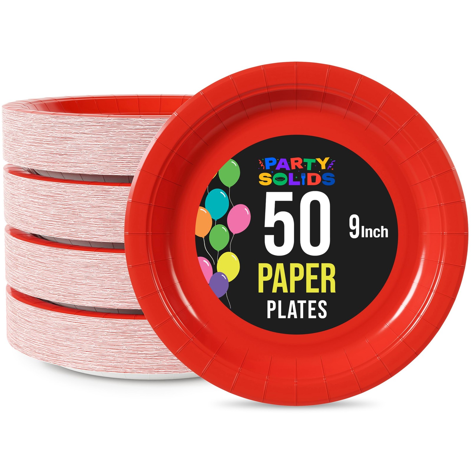 Party Solids Exquisite Red Paper Plates Disposable Heavy Duty 9 Inch Red gallery