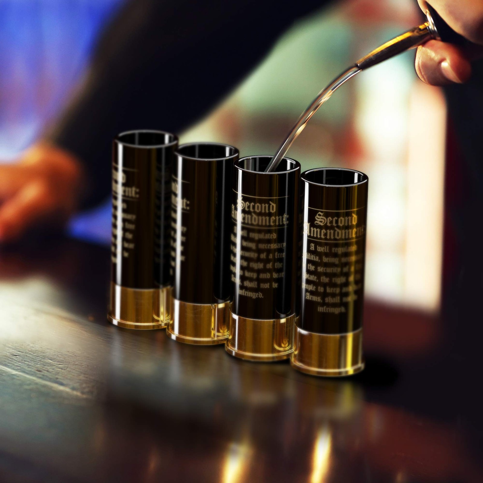 2nd Amendment 12 Gauge Shot Glasses - Set of 4 - American 2 Ounces, Black gallery
