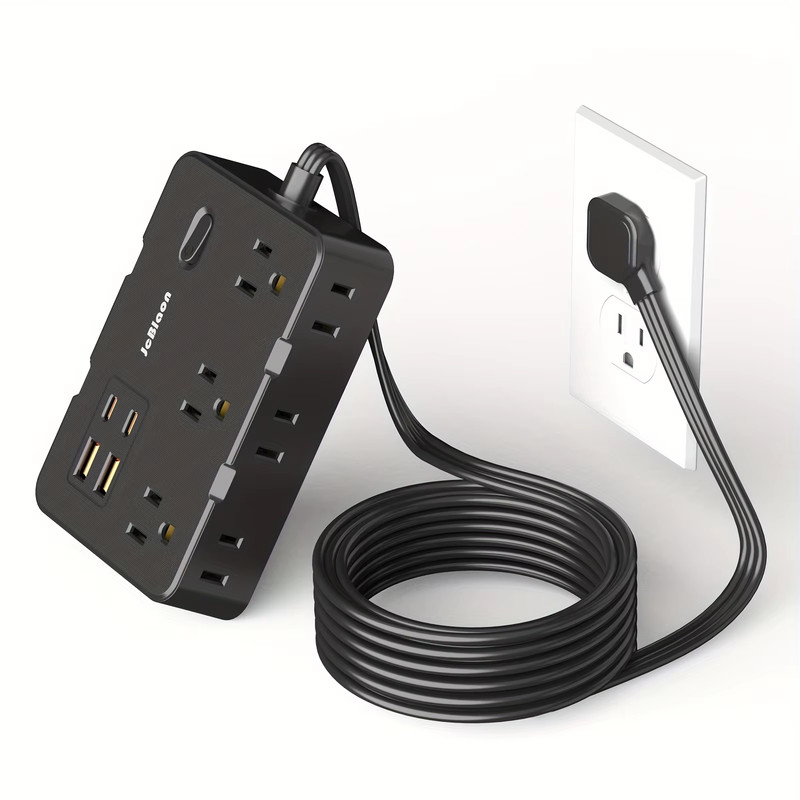 Ultra Thin Flat Plug Extension Cord with 4 USB Ports(2 USB C), 5Ft Surge Protect gallery