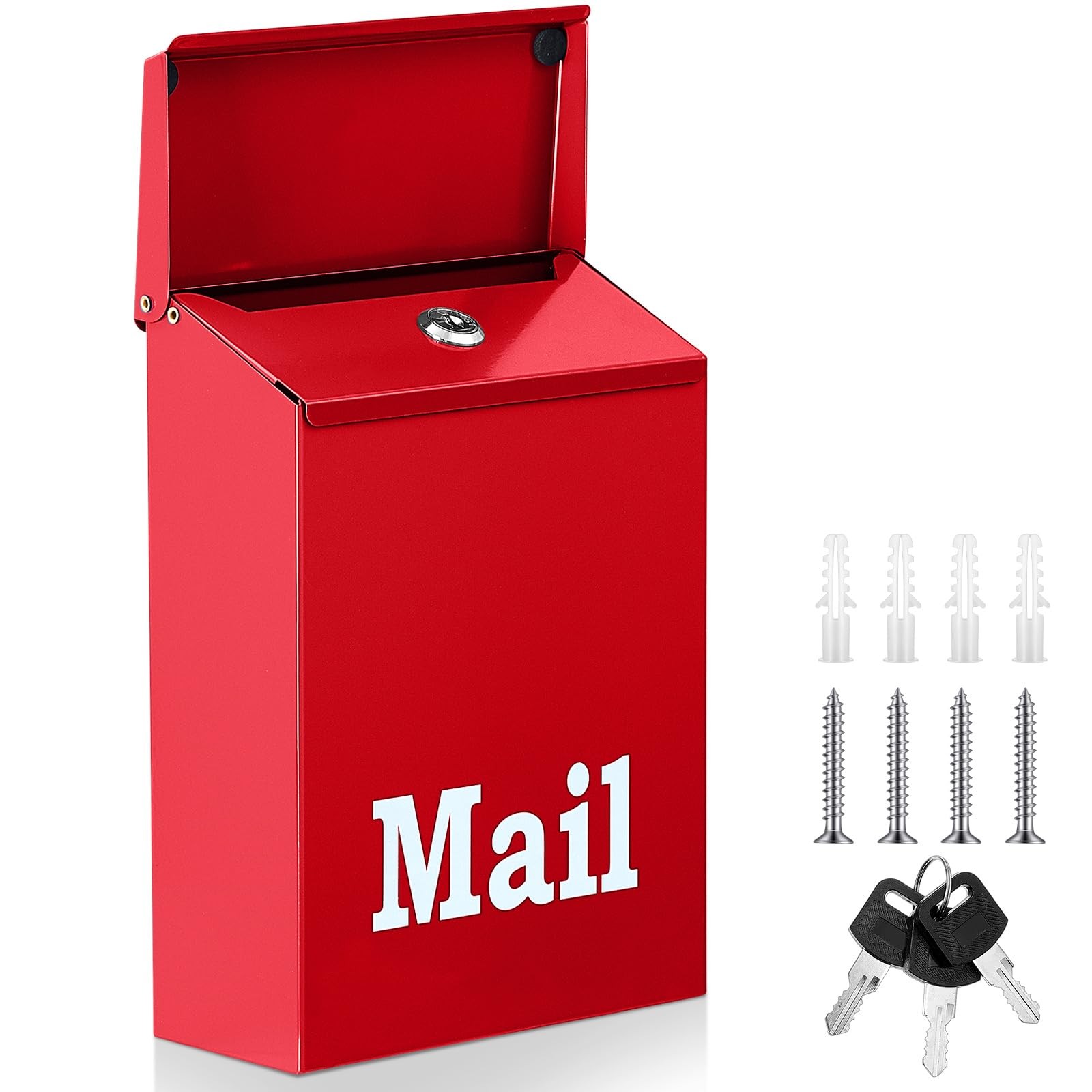 10 x 7 x 3 Inch Small Red Wall Mount Mailbox with Lock Key for Outside Apartm... gallery