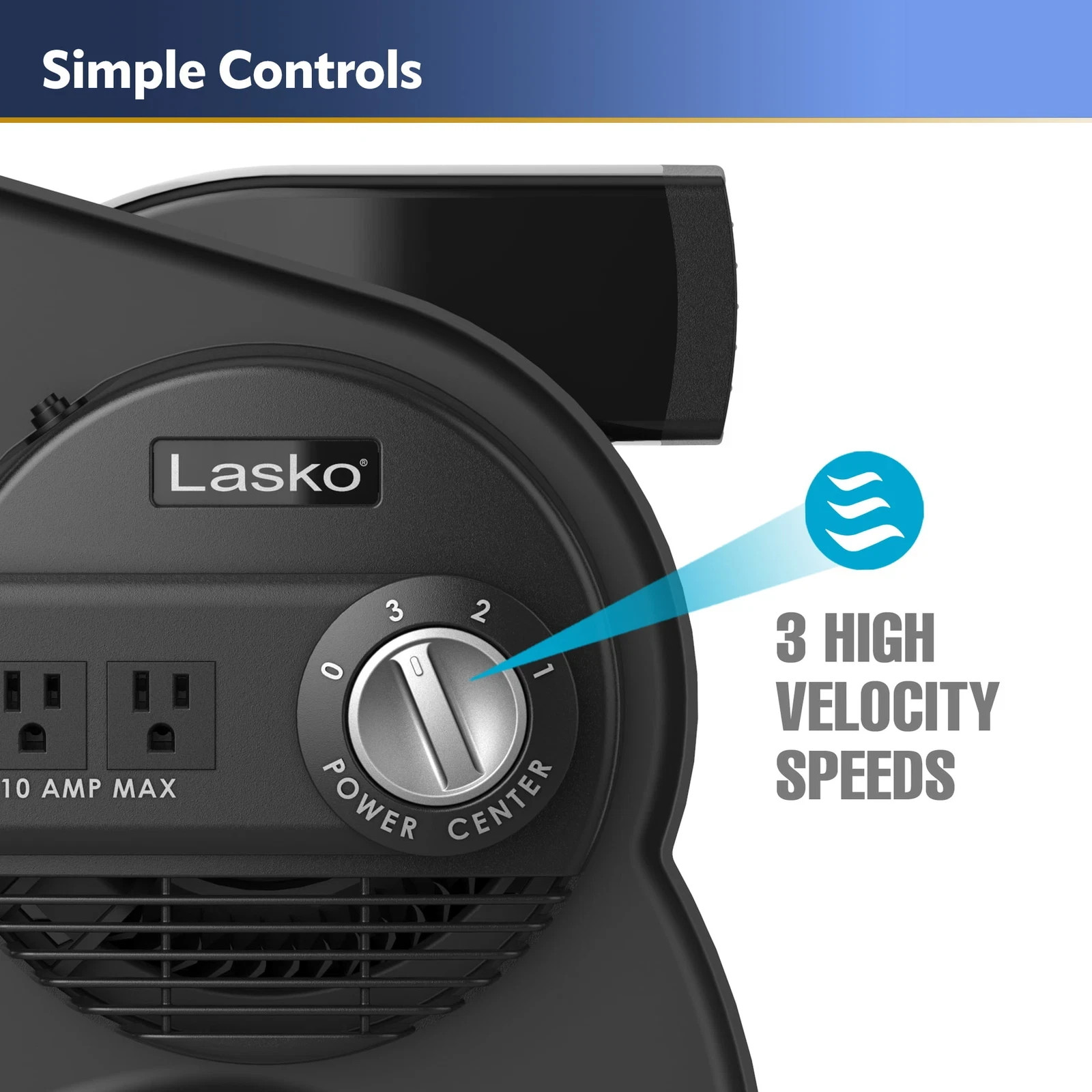 Lasko 12" Pivoting High Velocity Utility Blower Fan with 3 Speeds,2x 120V Outlet gallery