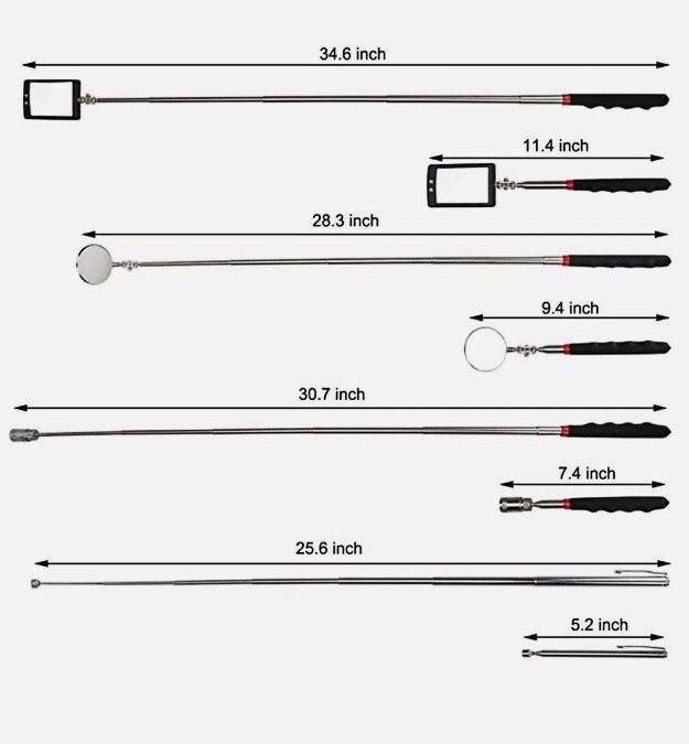 5 Pack Telescoping Magnetic Tool Inspection Mirror Stick for Mechanic gallery