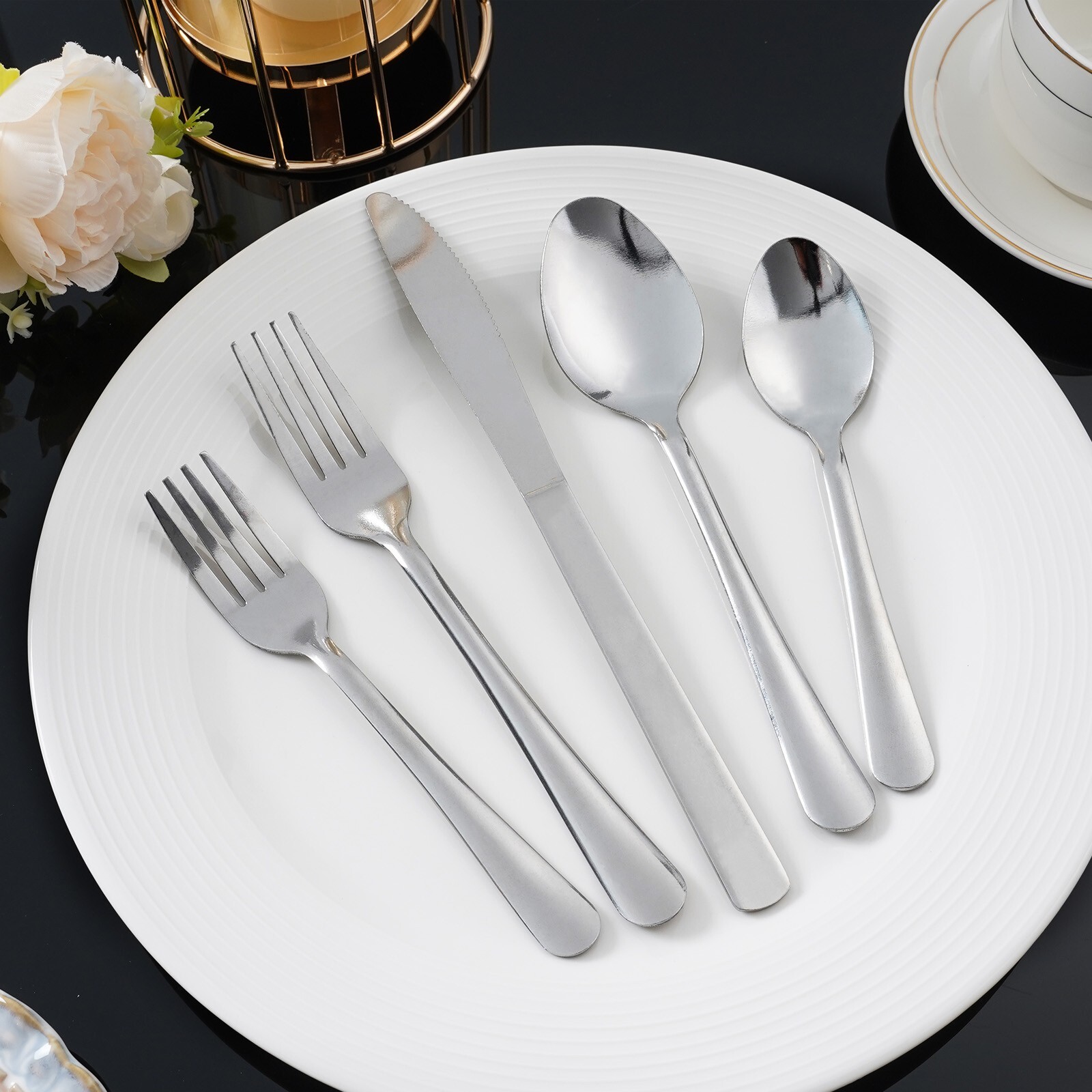 60 Pieces Flatware Set Stainless Steel Silverware Set Service for 12 kitchen gallery