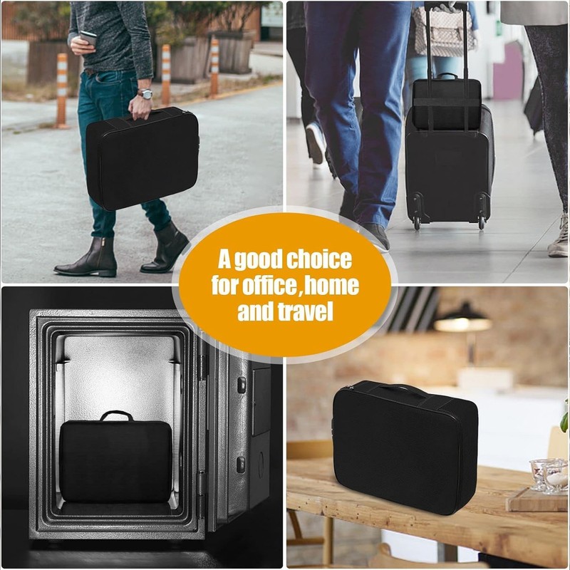 3-Layer Fireproof Document Box with Lock File Storage Box Waterproof Safe Bag US gallery