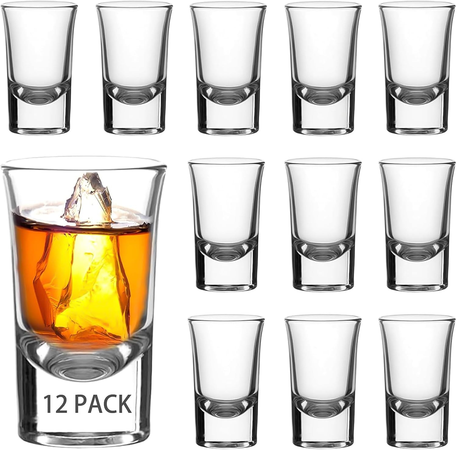 12 Pack 1 OZ Shot Glasses Set with Heavy Base Clear Shot Glasses Bulk for Vodka gallery