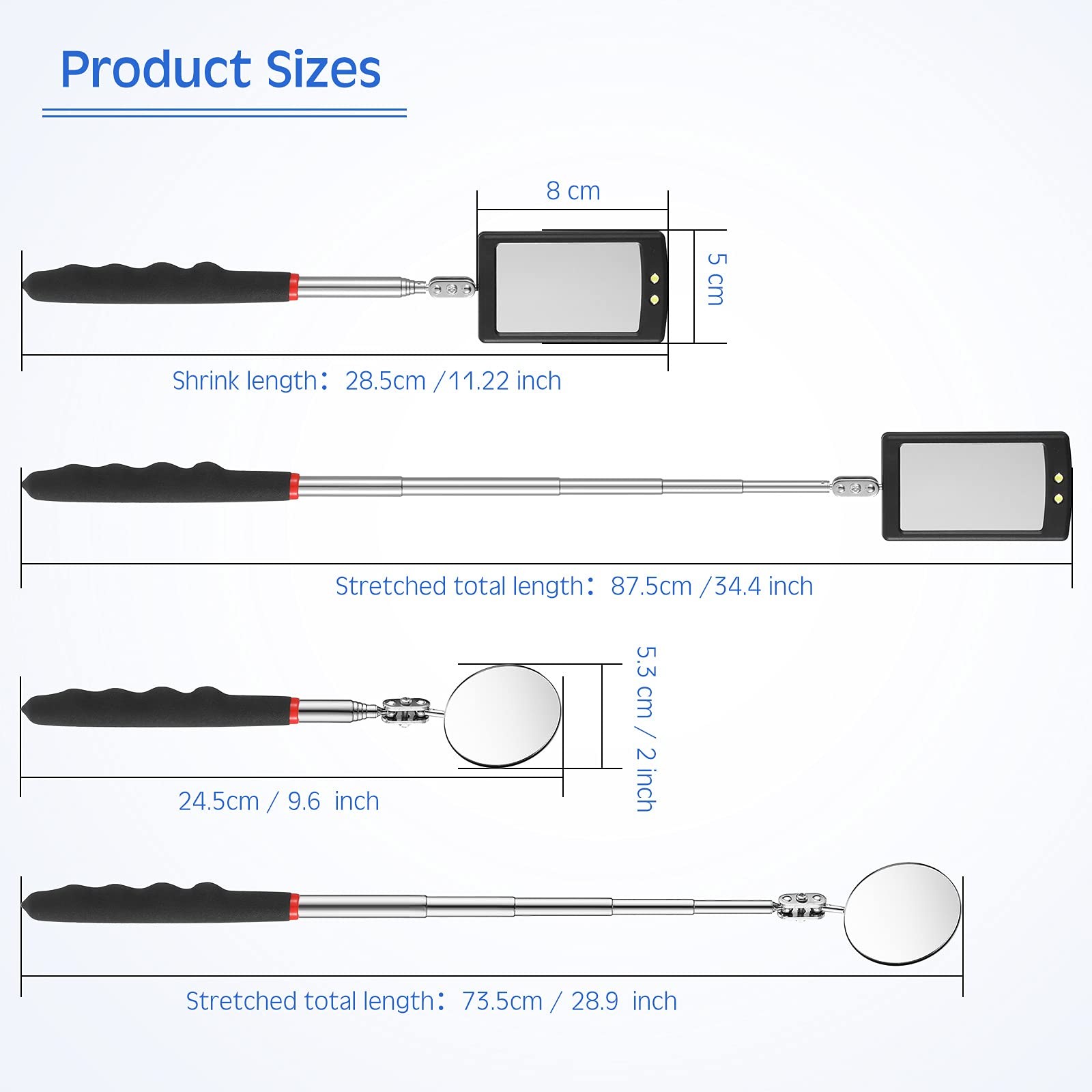 Frienda 2 Pieces Lighted Telescoping Inspection Mirror Flexible Retractable... gallery