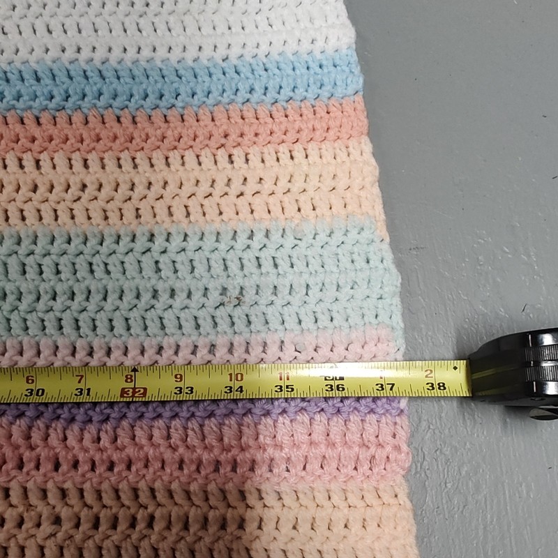 Handmade Crochet Striped Sofa Throw Blanket Multicolor Decorative 36x33 in gallery