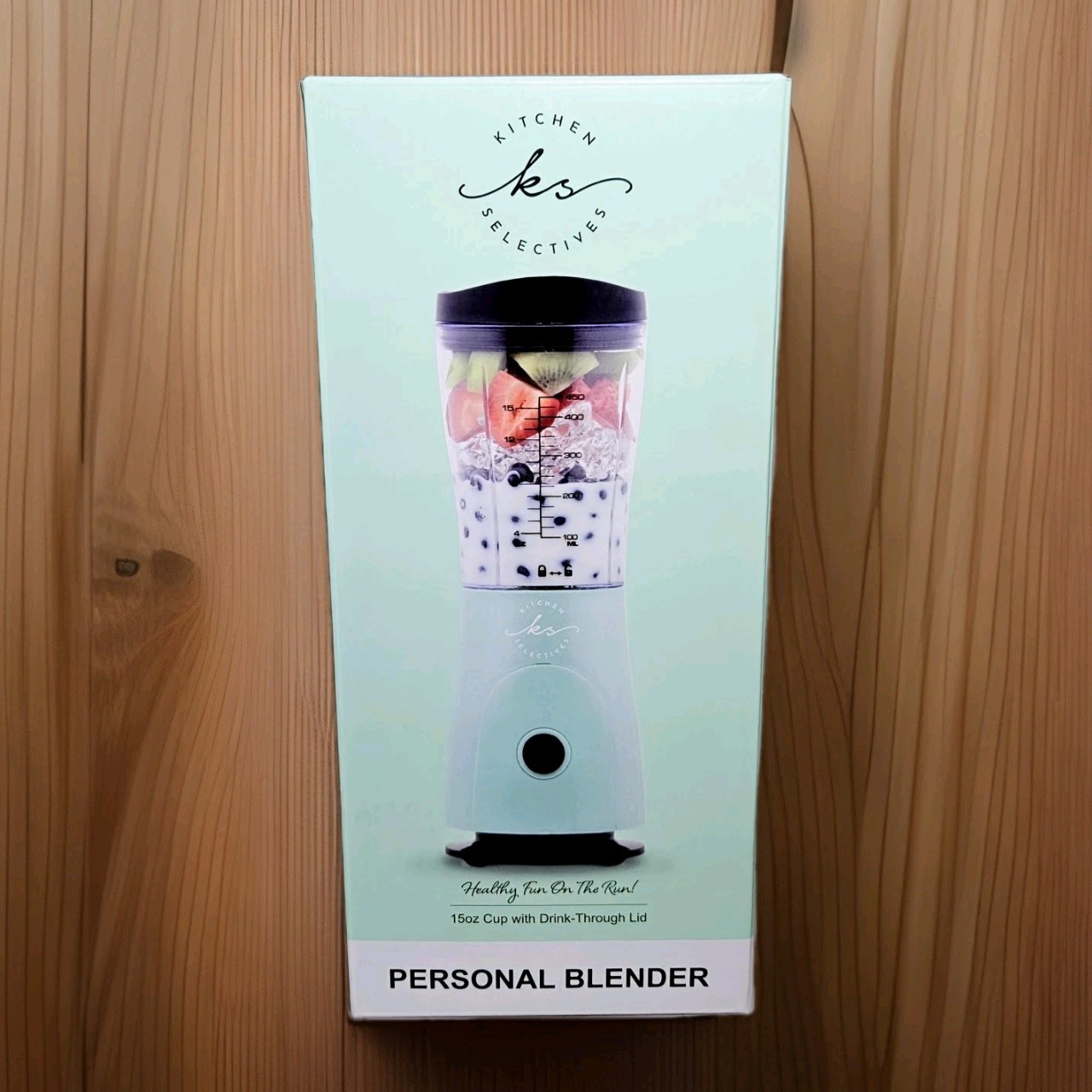 Kitchen Selectives Personal Blender w/ Drink-Through Lid 15oz Pale Turquoise NIB gallery