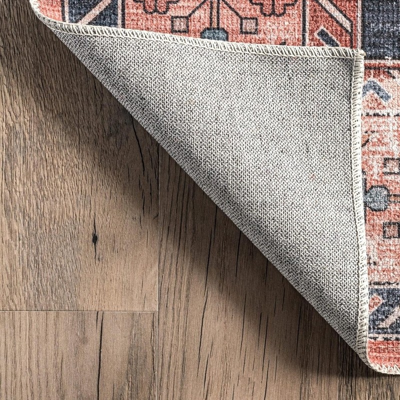 ✨️ nuLOOM Medallion Bordered Machine Washable Ultra Thin Area Rug 8' x 10' Rust gallery