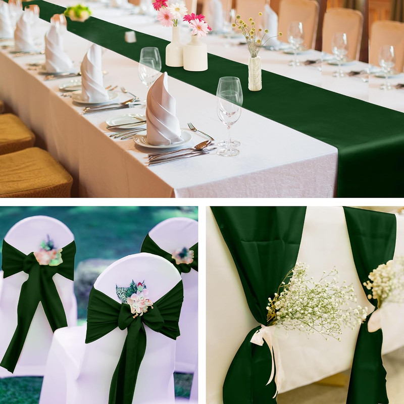 4 Pack Satin Table Runner 12 x 108Inch Long Bright Silk and Smooth Fabric Party gallery