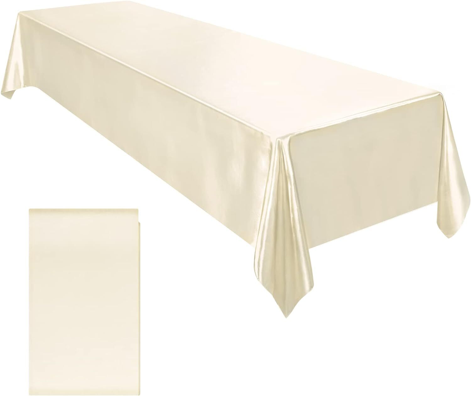 Ruisita Satin Party Tablecloth Table Cover 58 x 102 58 x 102 Inches, Ivory gallery