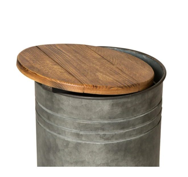 Table End Storage Side Farmhouse Rustic Accent Wood Metal Galvanized Night Stand gallery