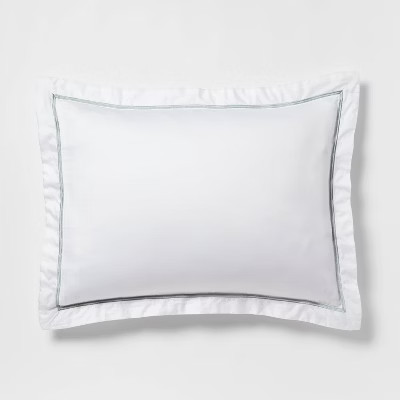 Threshold Comforter Set Cotton Sateen Luxe, White/Light Teal Green, King gallery