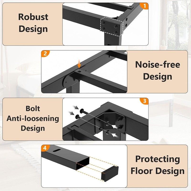 Size Twin Metal Platform Bed Frame,Mattress Foundation Bed Base,Heavy Duty Steel gallery