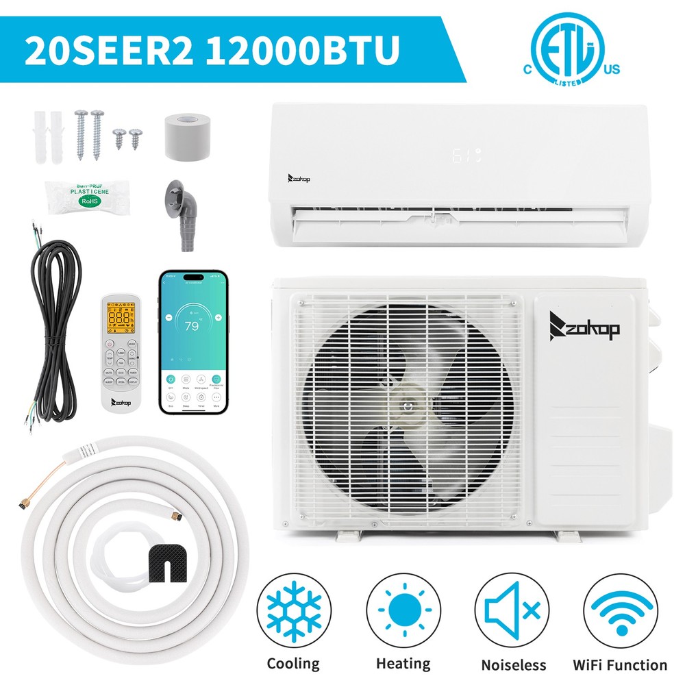 12000 BTU 115V Wall Mounted Mini Split Air Conditioner 20SEER W/Heat Pump & Wifi