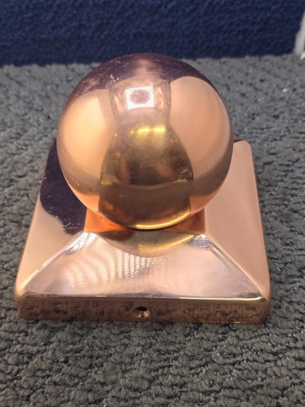 Decorex DHBPC55CS: Solid Copper Ball Post Cap For 5.5" x 5.5" Wood Posts gallery