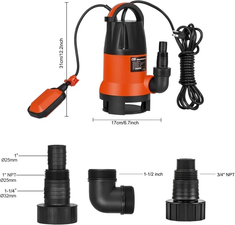 Efficient 1HP Submersible Sump Pump, 3700GPH with Durable Waterproof Design gallery