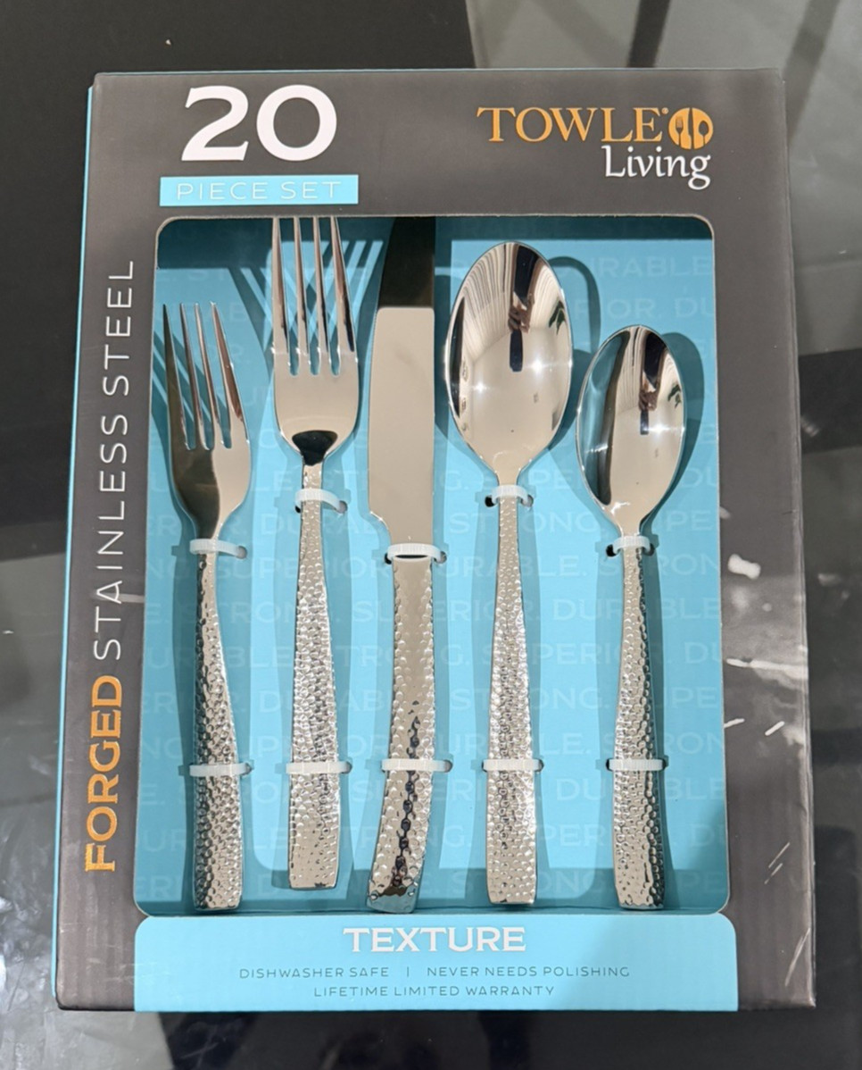 Towle Living, Texture Forged Stainless Steel Flatware Set, 20pcs gallery