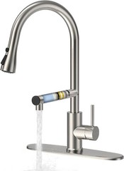 Filter Water Kitchen Faucet with Pull Down Sprayer, Brushed Nickel Stainless