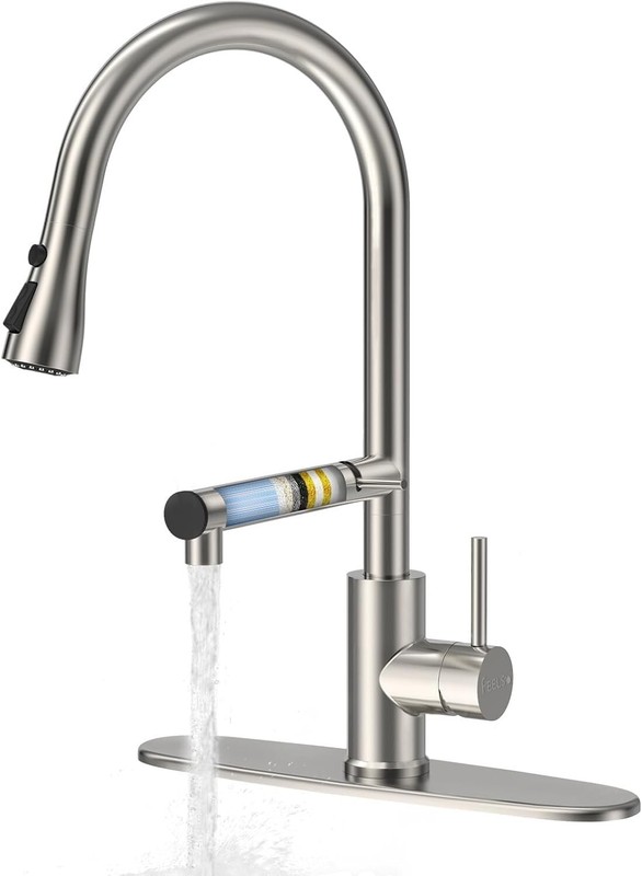 Filter Water Kitchen Faucet with Pull Down Sprayer, Brushed Nickel Stainless gallery