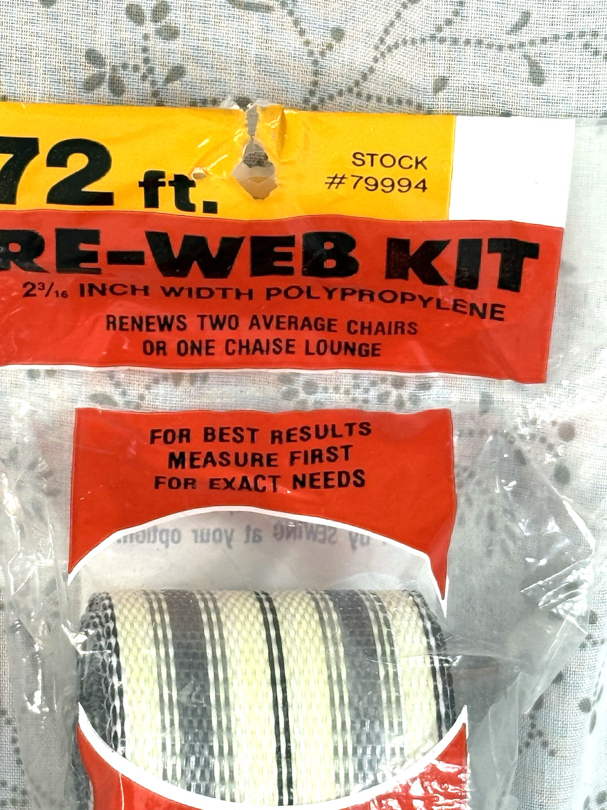 NOS Paradise Re-Web kit for lawn chairs, 72 Ft, Blk,white,gray and lt yellow gallery