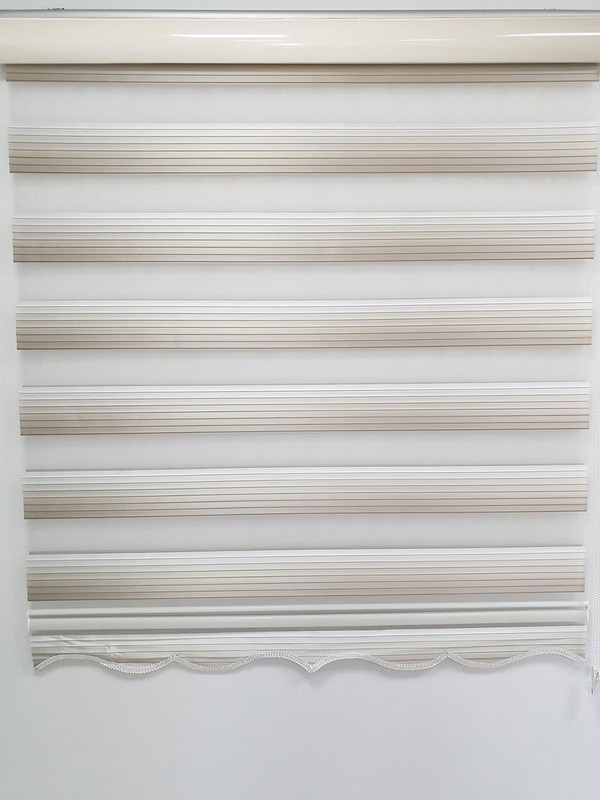 Plated Fabric Light Brown Zebra Roller Blinds Curtain For All Rooms, Light gallery