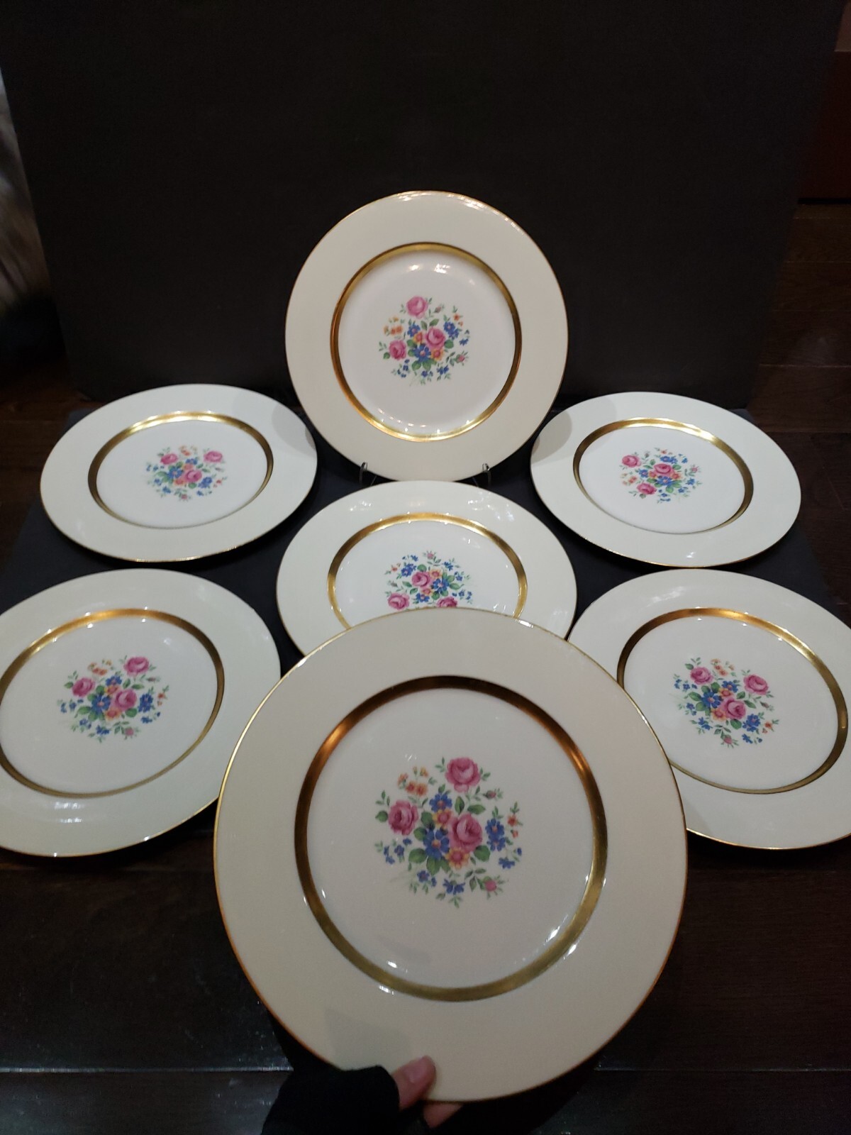 Set (7) Dinner Plates 10-3/4" wide, Theodore Haviland New York USA Gainsborough gallery
