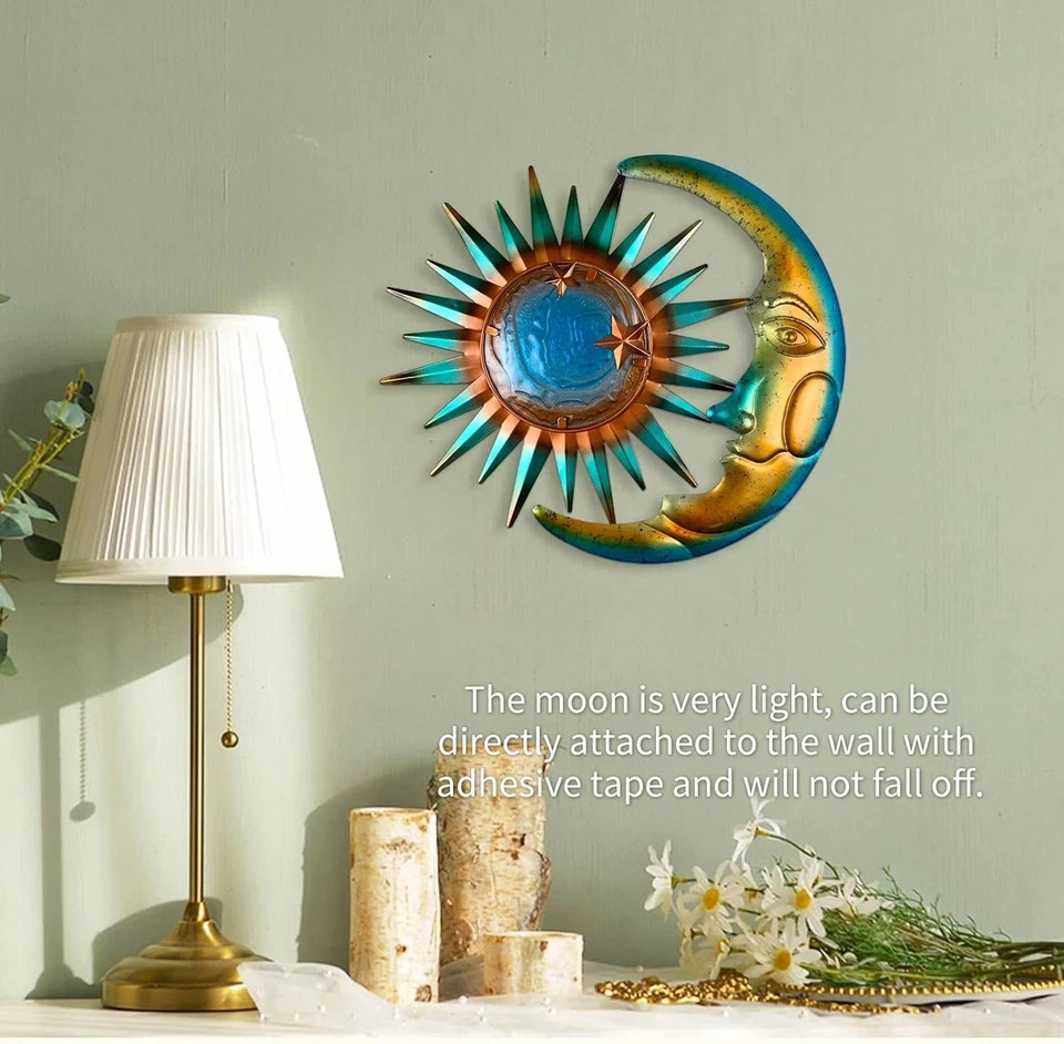 Sun Metal Outdoor Wall Decor - 3D Sun Moon Metal Wall Sculpture - Hanging Decora gallery
