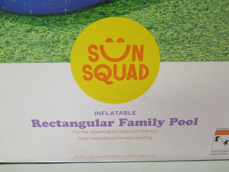 Sun Squad 10' X 22" Deluxe Rectangular Family Inflatable Above Ground Pool NIB gallery