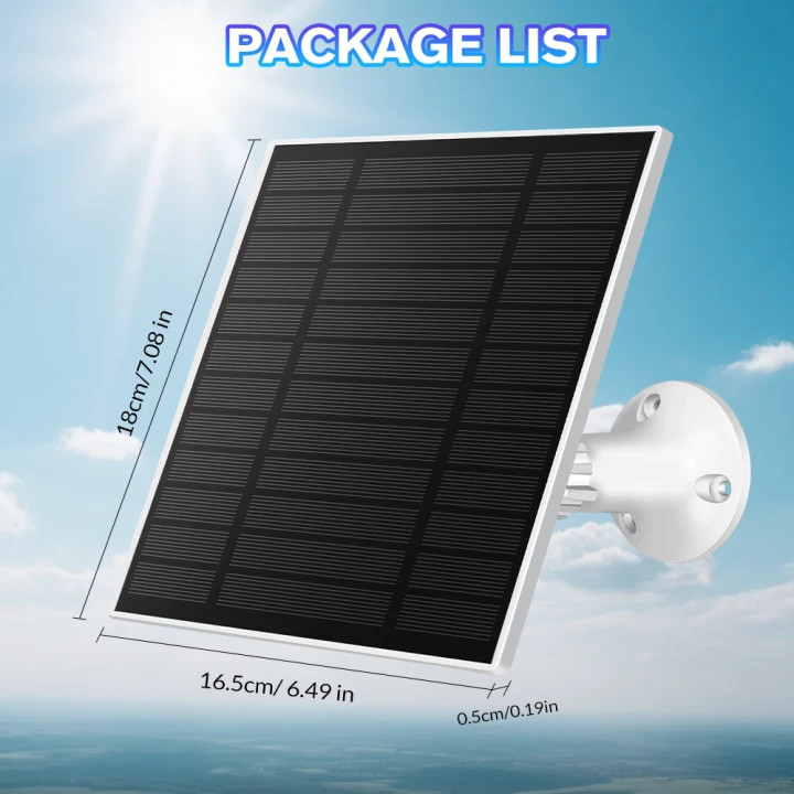 Solar Panel for Security Camera, 2 Pack 5W Solar Charger with Micro USB & USB-C gallery