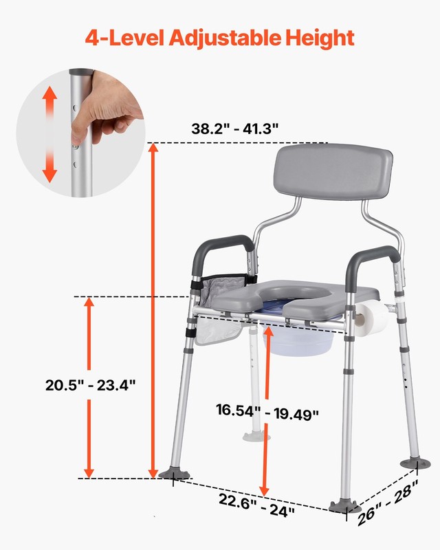 Bedside Commode Chair, 500 lbs Capacity, 4-in-1 Portable Toilet and Raised Toile gallery