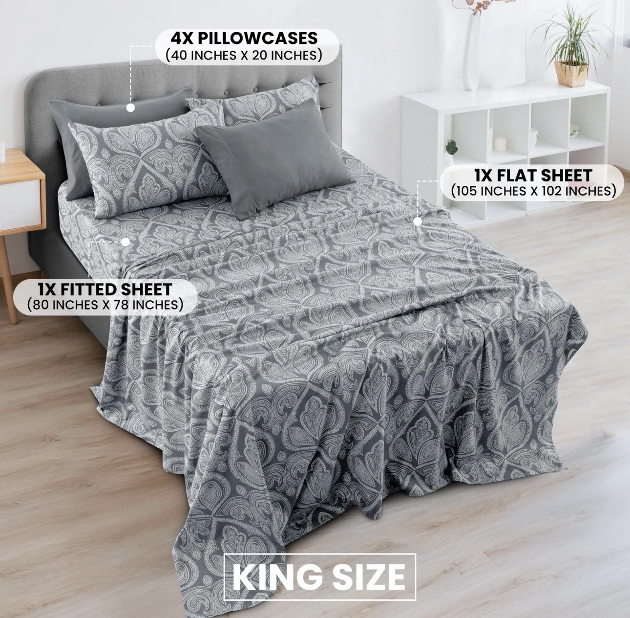 Lux Decor Collection Bed Sheets-6 Pc King Size Sheets-1800 Thread Count Brushed gallery