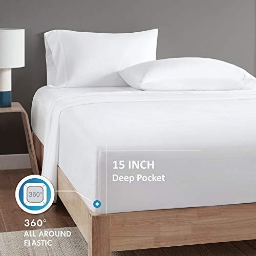100% Rayon (from Bamboo) Bed Sheets Set, Breathable, Full White Sheet Set gallery