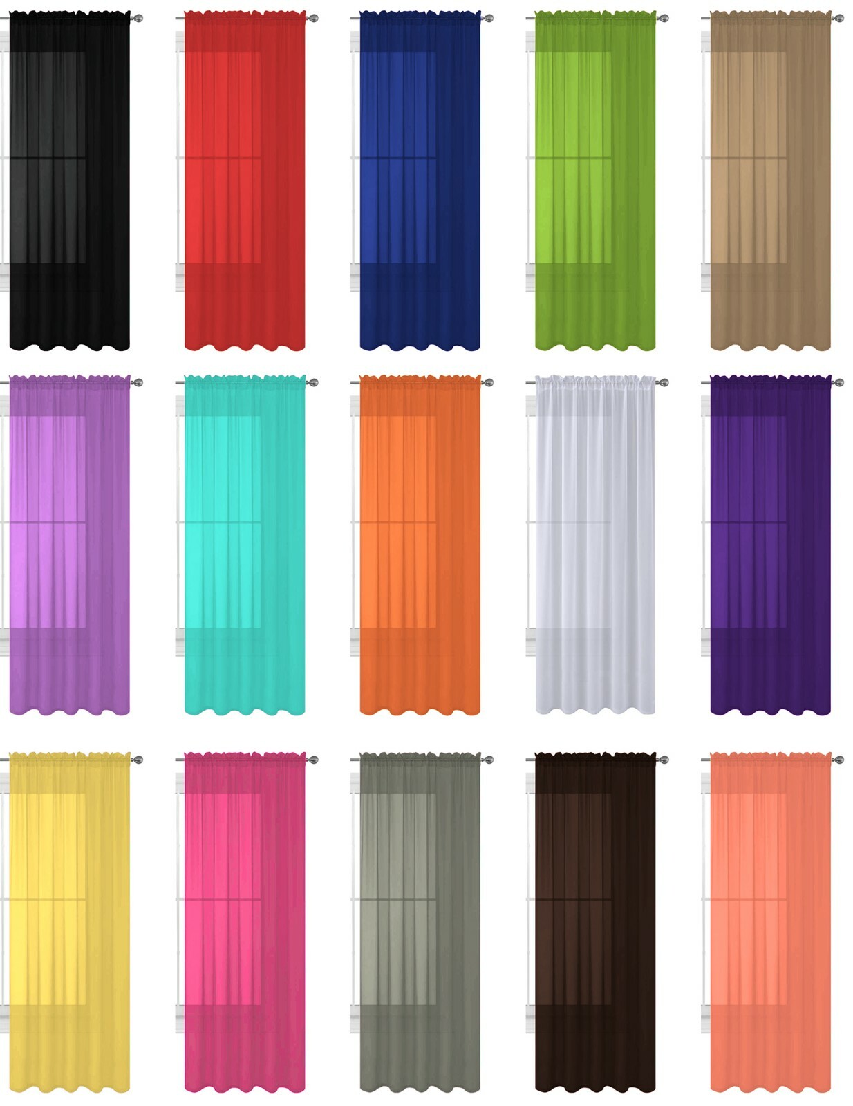 1 Pack Fully Stitched Sheer Window Curtain Panel Drape 63" 84" 95" 108" 120" L gallery