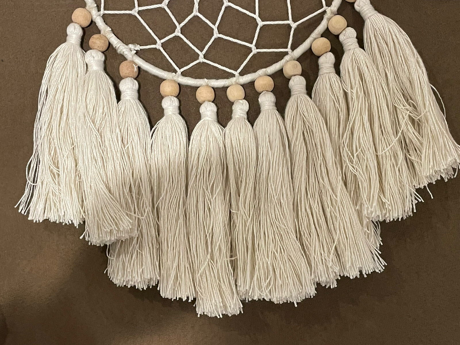 Boho Macrame Dream Catcher Wall Hanging 8” Diameter, 15 inches long with tassels gallery