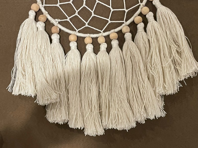 Boho Macrame Dream Catcher Wall Hanging 8” Diameter, 15 inches long with tassels gallery