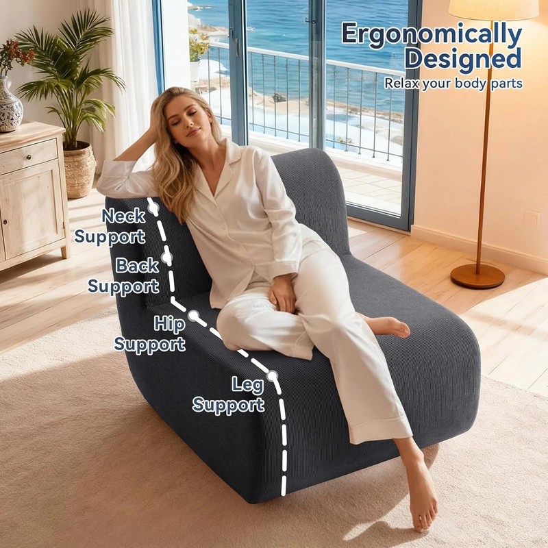 Cloud-Like Comfort: 26'' Boneless Sofa, Ergonomic & Tool-Free Setup in Dark Gray gallery