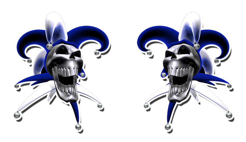 Clown Sticker Evil Jester Skull Green Red Yellow Purple Orange Blue 2 PACK OPEN gallery
