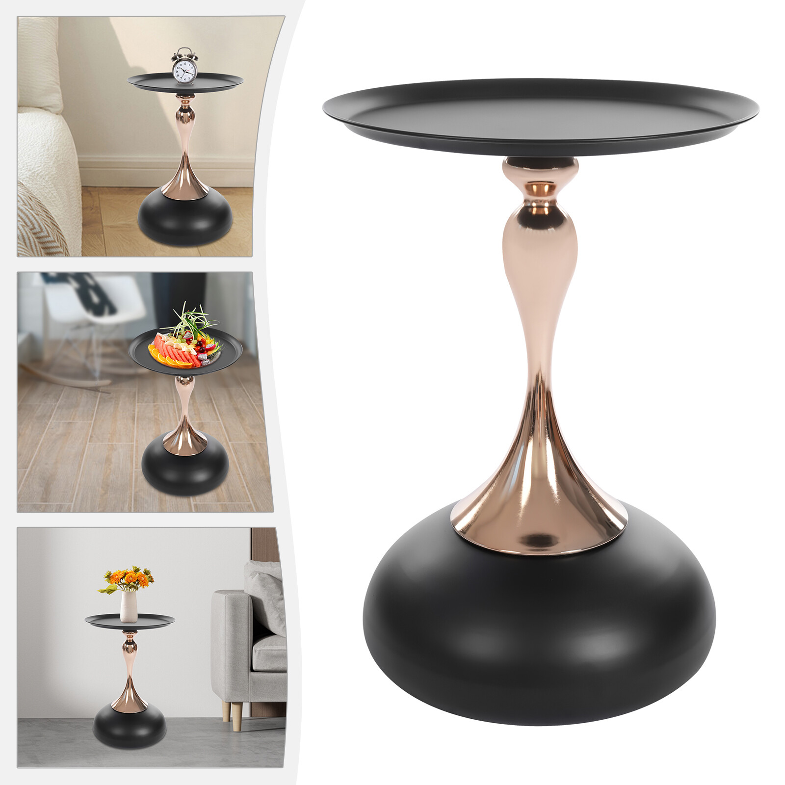 Round Side Table Metal Sofa Small End Table Drink Table for Living Room Bedroom gallery