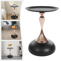 Round Side Table Metal Sofa Small End Table Drink Table for Living Room Bedroom