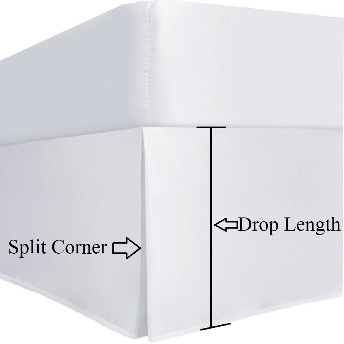 Split Corner Tailored Bed Skirt Solid White 650 TC Cotton All Size Drop Length gallery